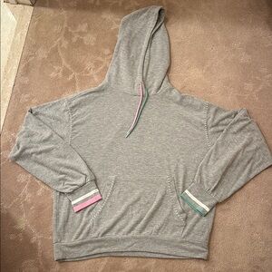 P.J. Salvage Gray Hoodie with Pink and Green Details